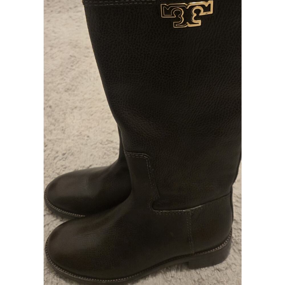 TORY BURCH JOANNA Women’s Size 5.5 M Brown Pebbled Leather Riding Boots With Box